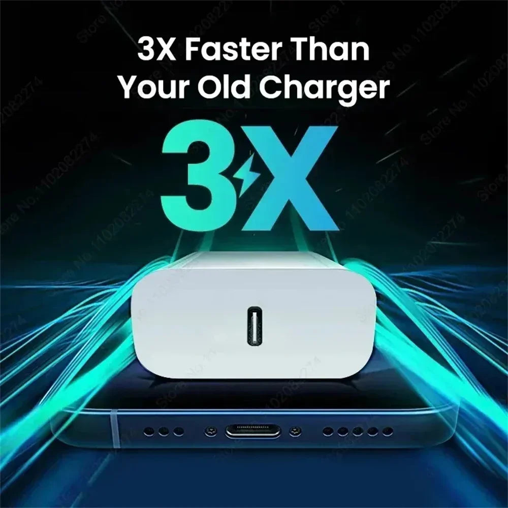 Chargeur Rapide iPhone 20W USB-C – Adaptateur + Câble Lightning